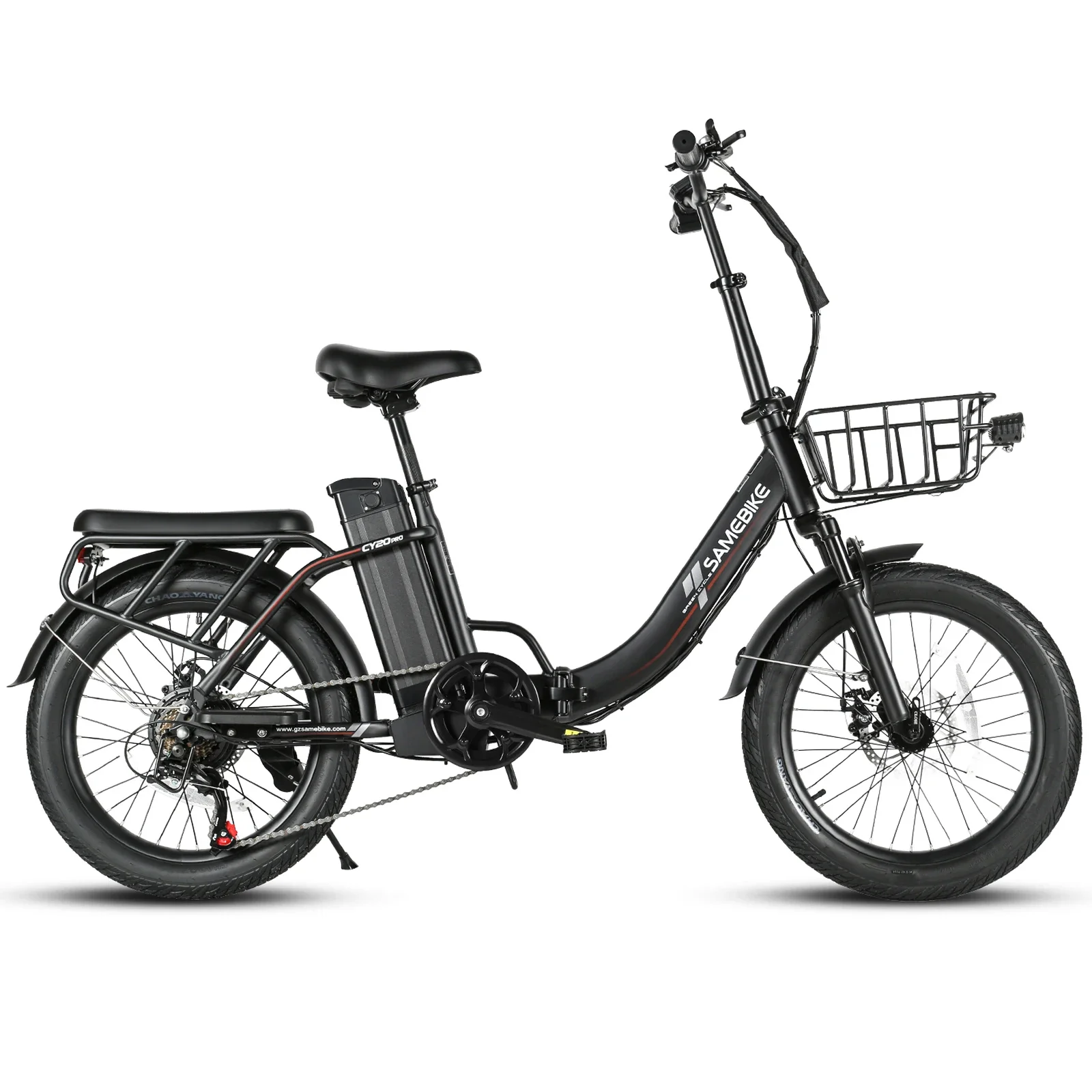 EU-standaard Samebike Cy20 Pro opvouwbare elektrische fiets met 48V 13Ah uitneembare accu, 20x3.0 inch dikke banden