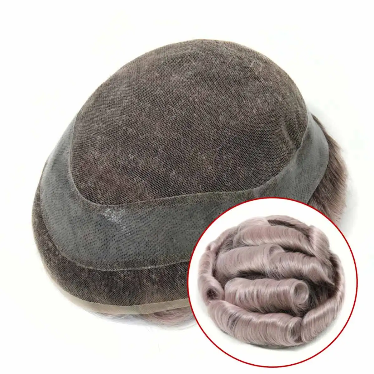 

TUL21 Pink Color Men's Human Hair Toupee Men's Wigs Lace Front Indian Human Hair Toupee for Men Human Hair Piece for Thinning