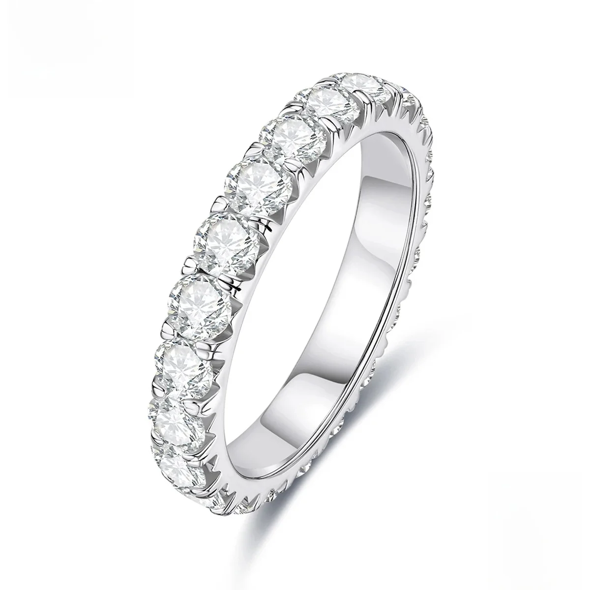 AnuJewel 3mm 2-3ct D kolor Moissanite obrączka pierścionek 925 Sterling Silver Eternity Band pierścionki zaręczynowe dla kobiet — zdjęcie 2