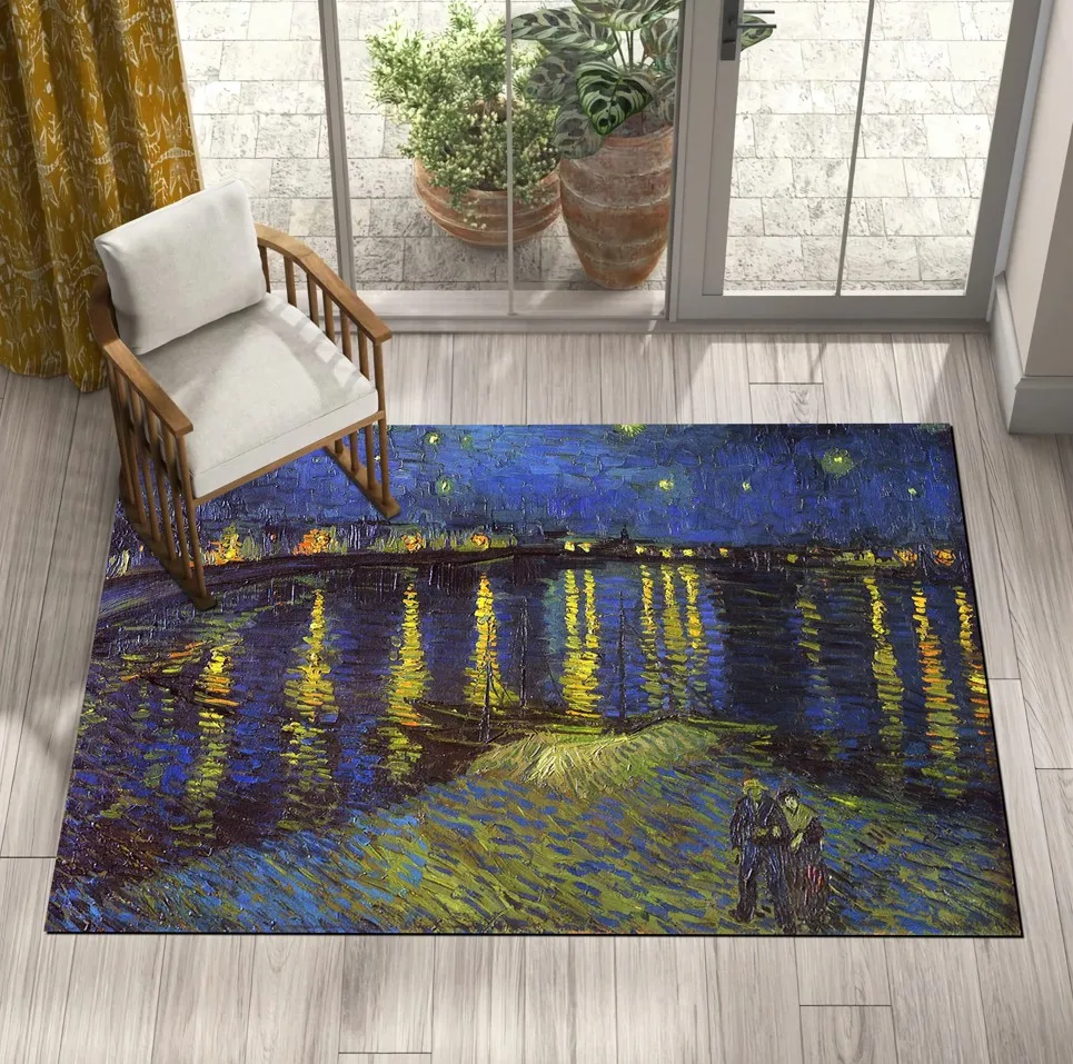 

Starry Night Over the Rhone Rug, Area Rug, Home Decor Rug, Rug Runner, Bed Rug, Rug for living Room