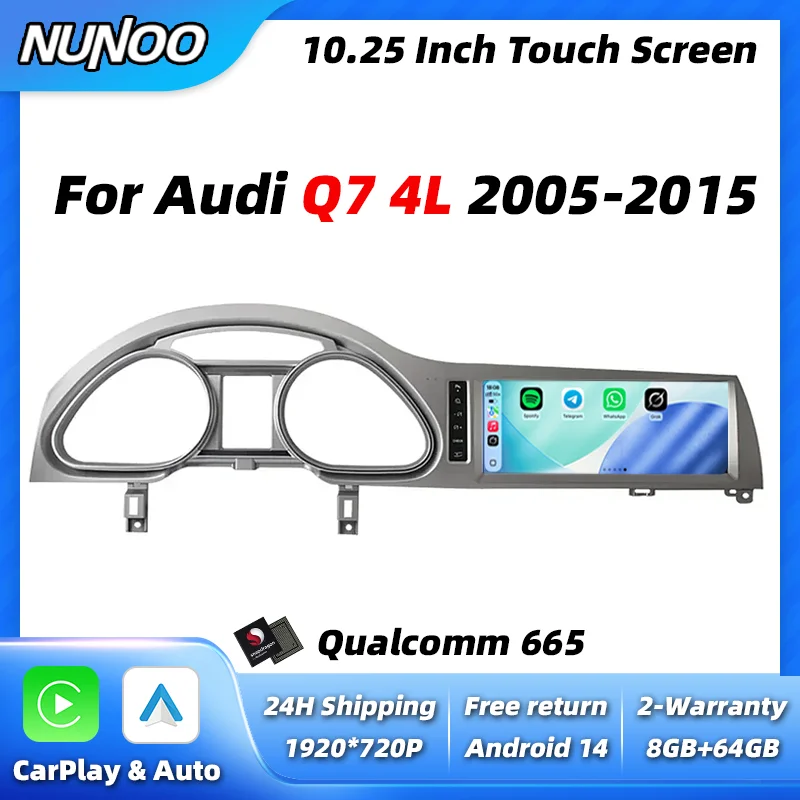 Image of 10,25 Zoll 1920*720 Kabelloses Carplay Android Auto Multimedia Original-Style-Bildschirm für Audi Q7 4L 2005-2015 Auto-Stereo-Radio-Navigation