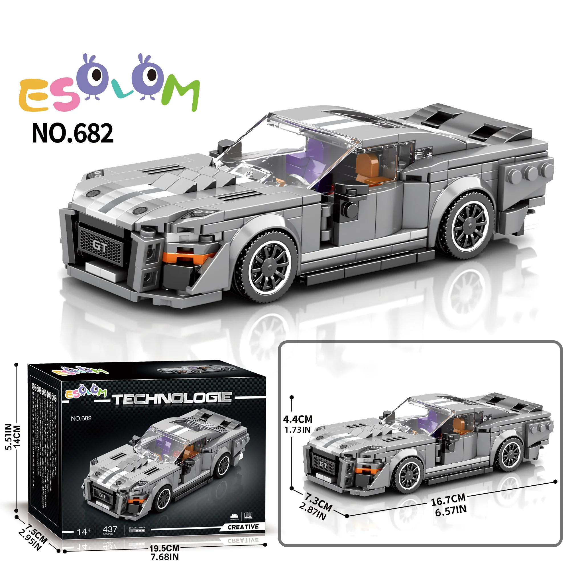 

1:24 Scale Racing Car DIY Blocks Set - 476 Pieces Realistic Building Model Kit with Full-Color Assembly Guide for Kids & Adults