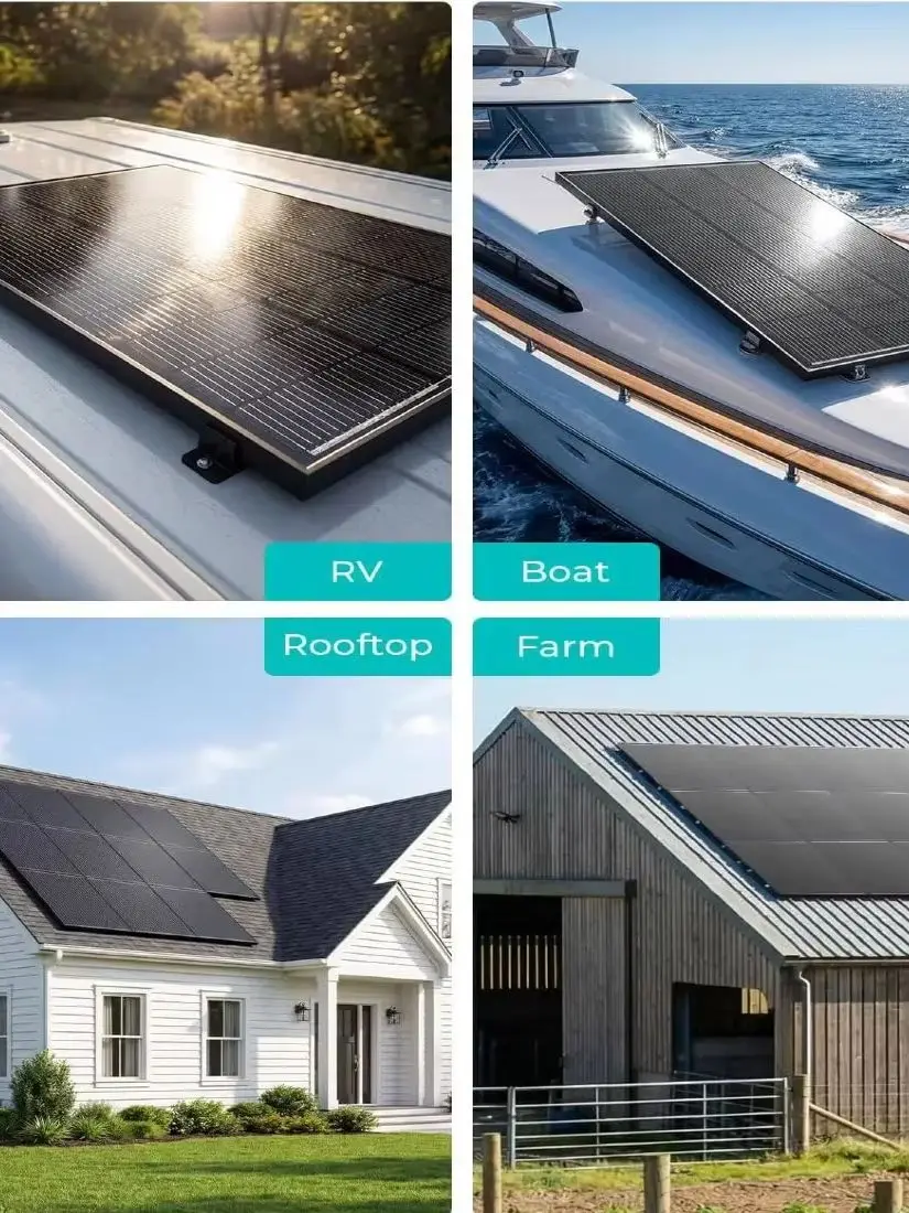 100W/200W (100W × 2) Monokristallines Solarmodul aus Normalglas, wasserdichtes Photovoltaikmodul für Wohnmobil-Dach, Camping und Off-Grid-Anwendungen