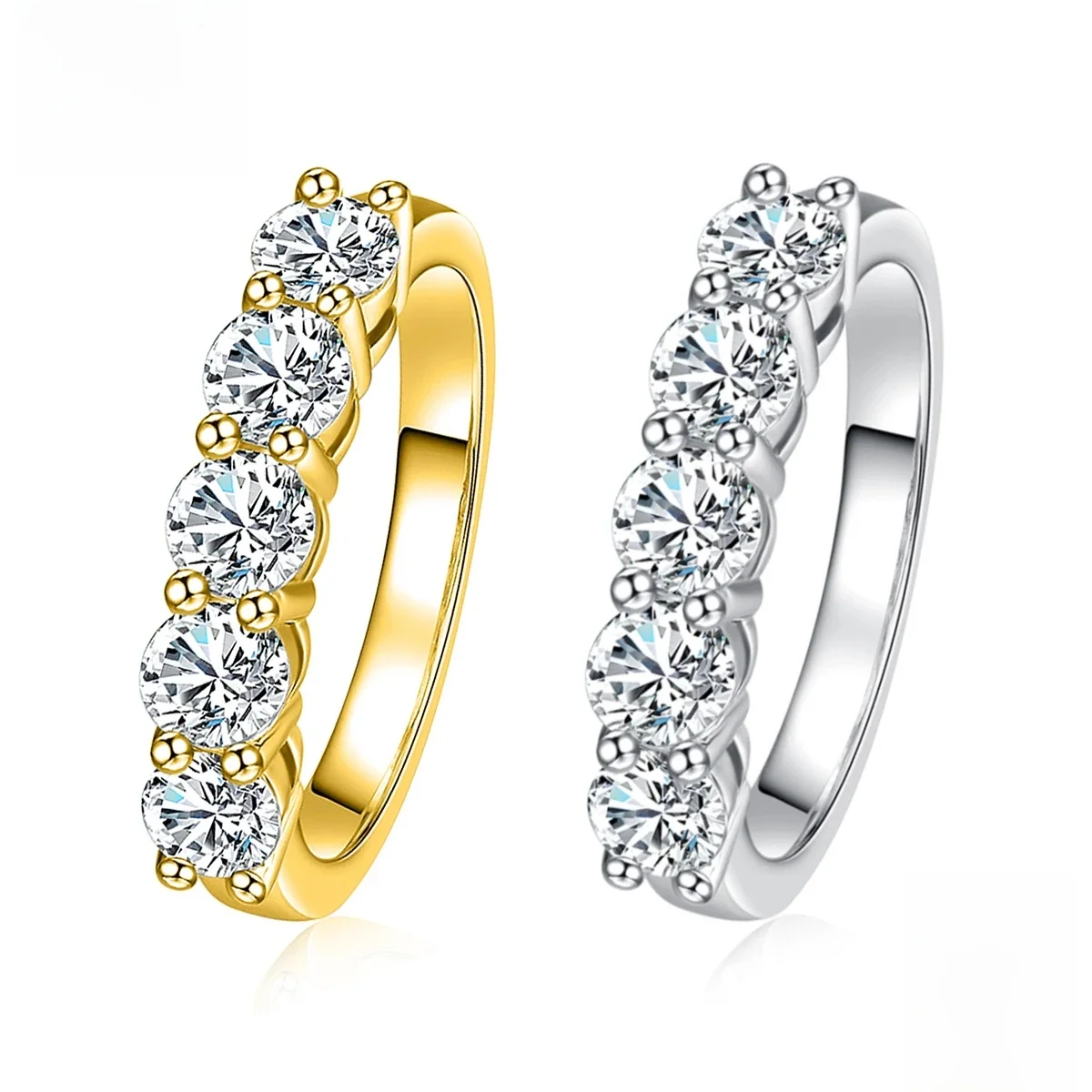 AnuJewel 4mm D kolor Moissanite obrączka pierścionek 925 Sterling Silver 18K pozłacane wieczność obrączka obrączki hurtownia — zdjęcie 2