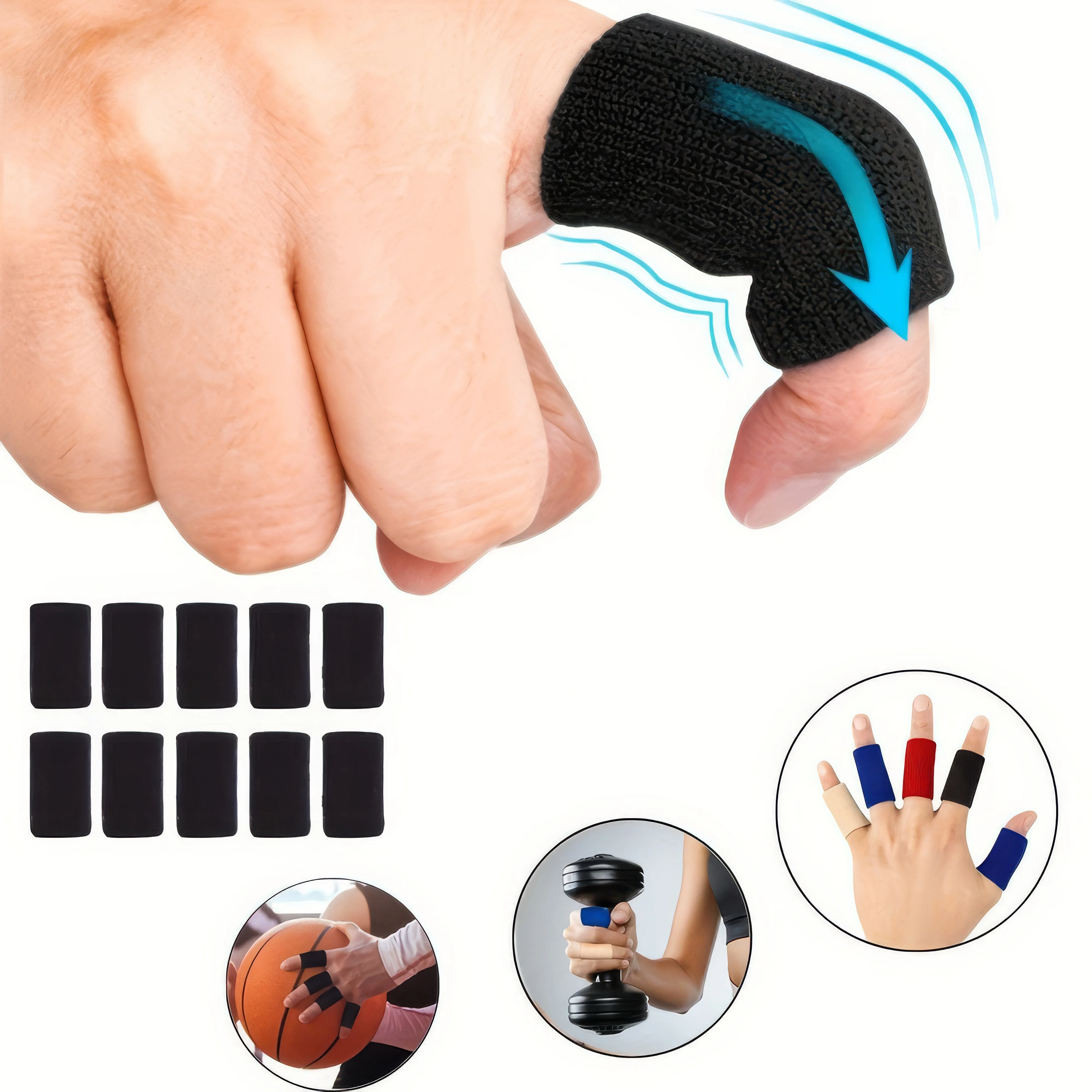 10/20/30 كم لالتهاب المفاصل بالإصبع باللون الأسود، تصميم عصري، مادة ناعمة، مقاس عالمي، هدية مثالية لعيد الميلاد