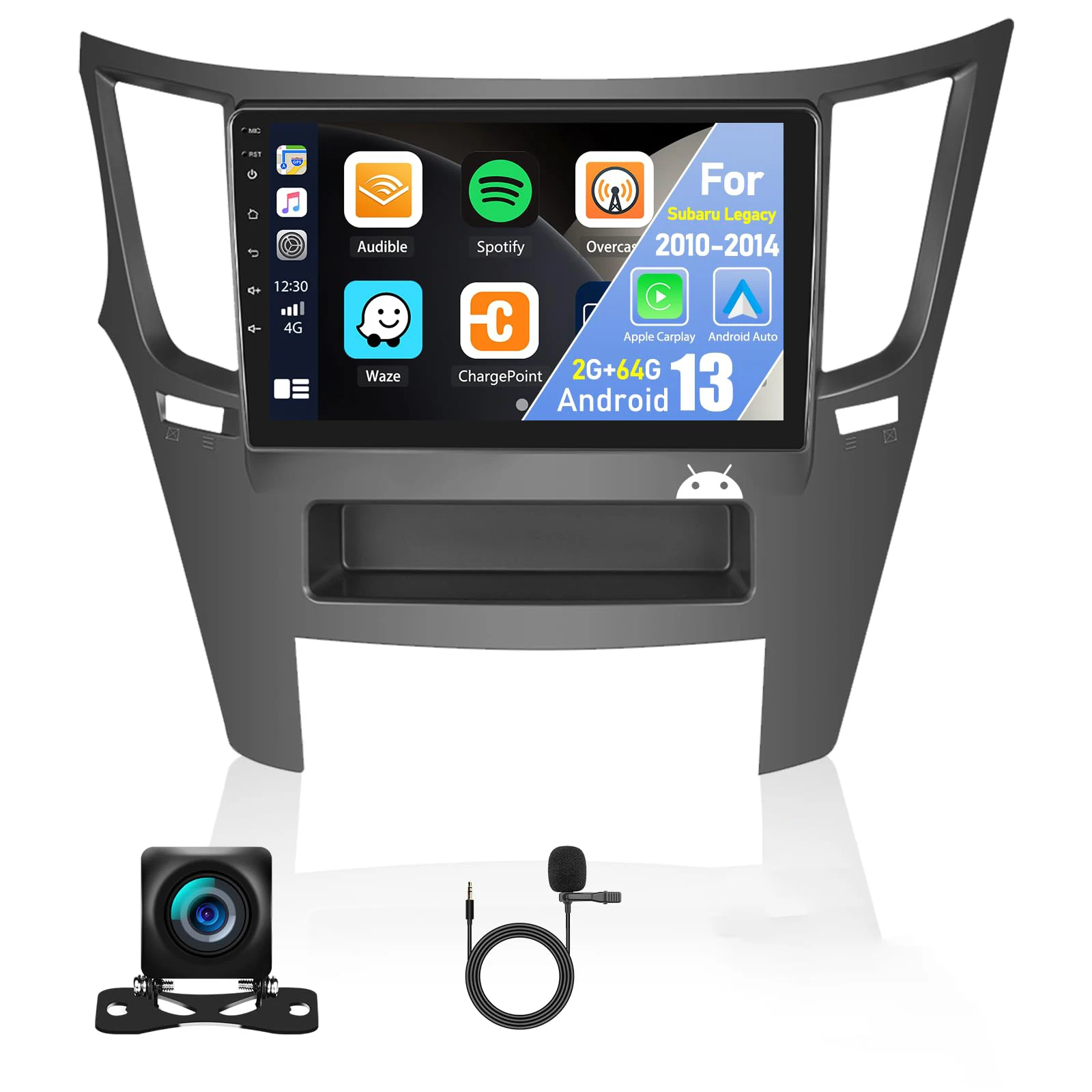 Android Radio for【Subaru Legacy 2010 2011 2012 2013 2014】with Wireless Carplay Android Auto,9'' Touchscreen Car Radio WIFI GPS Bluetooth+Backup Camera