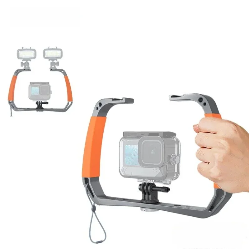 TELESIN Stabilizator podwodny do nurkowania dla GoPro Hero 13 12 11 10 9 8 7 DJI OSMO Action 5 4 3 Insta360 Uchwyt ręczny z podwójnym ramieniem — zdjęcie produktu 7