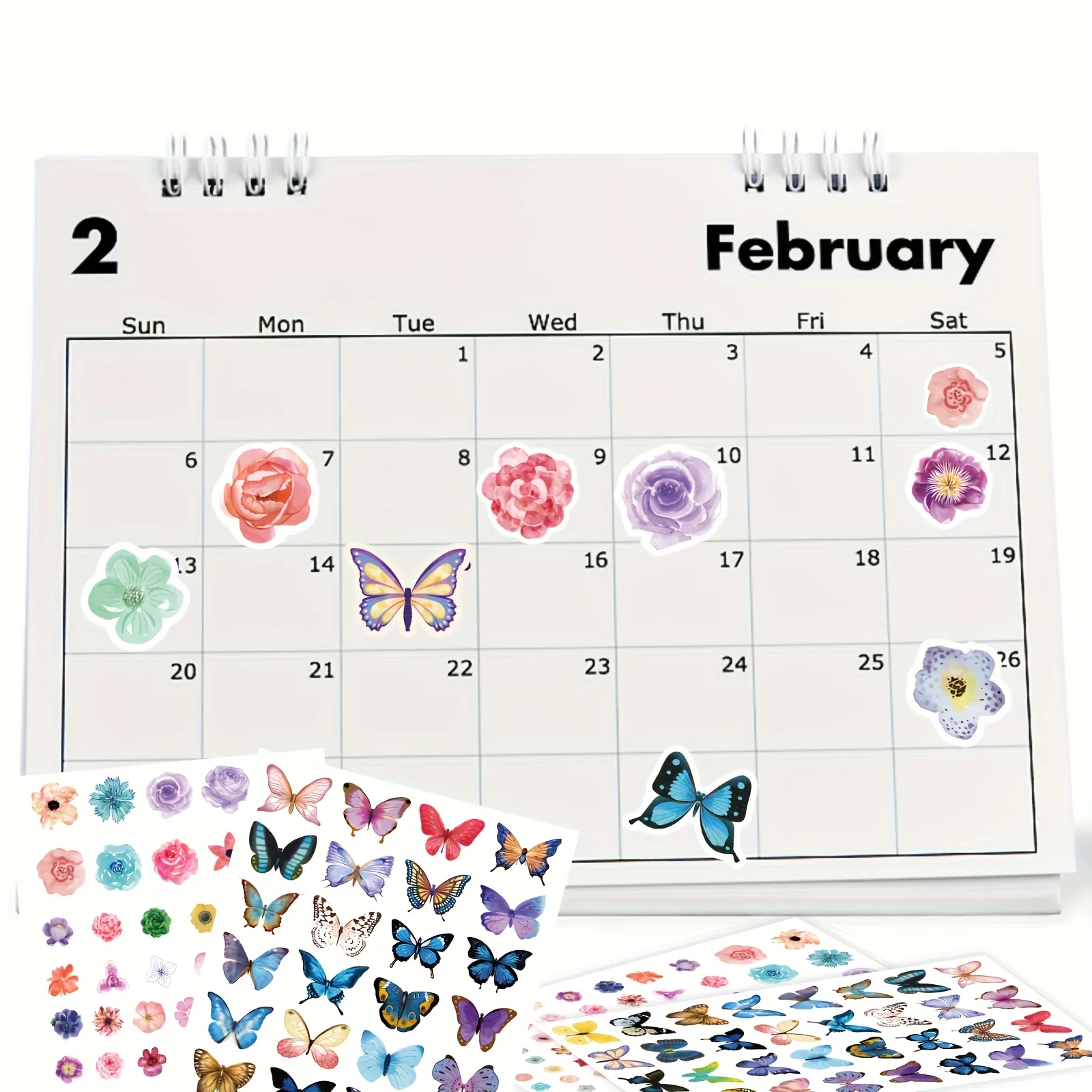 520 szt. Naklejek z motywem motyli i kwiatów - samoprzylepne naklejki w stylu akwareli do dzienników, pakowania prezentów, scrapbookingu