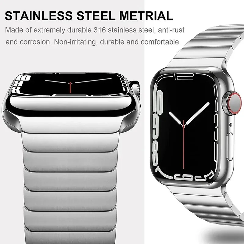 

Luxury Titanium color Stainless Steel Strap For Apple Watch Band Ultra2 49mm 45mm 44mm 42mm 41mm 40mm Link IWatch 9 8 7 6 SE 5