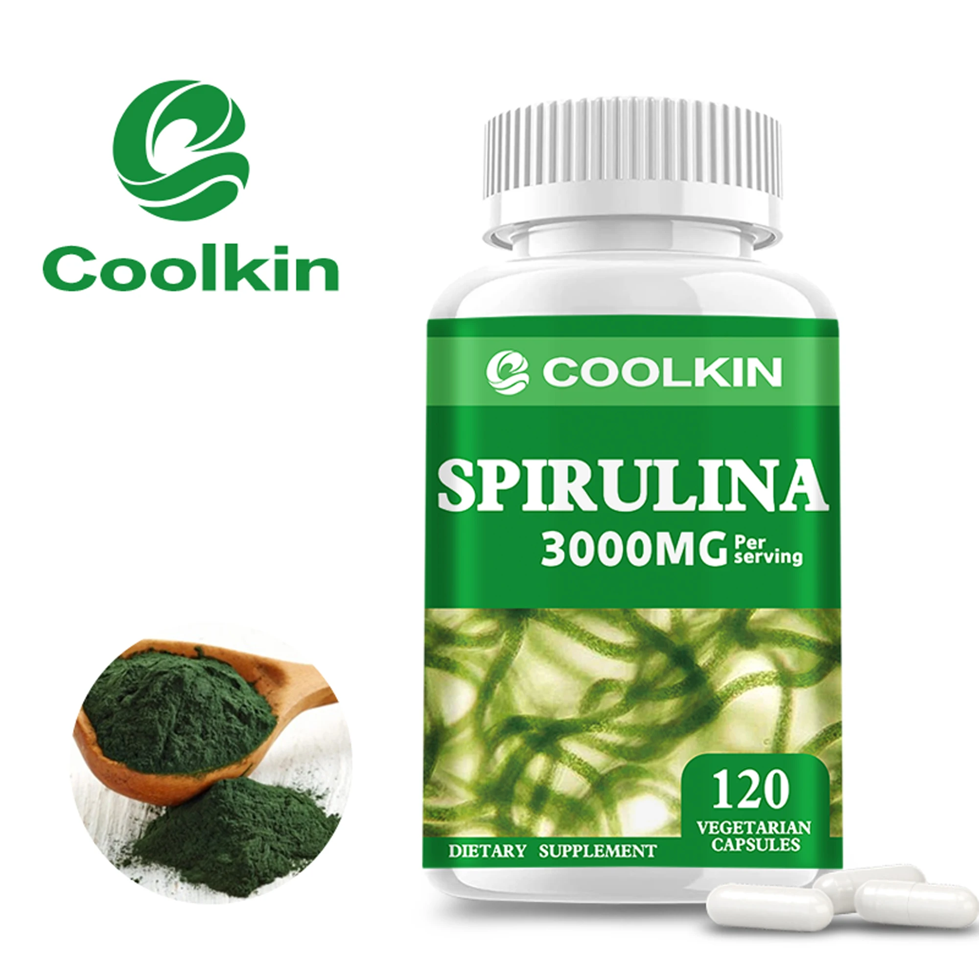 Spirulina – Green Superfood, Heart Support Cardiovascular Eye & Brain Health - 120 Capsules