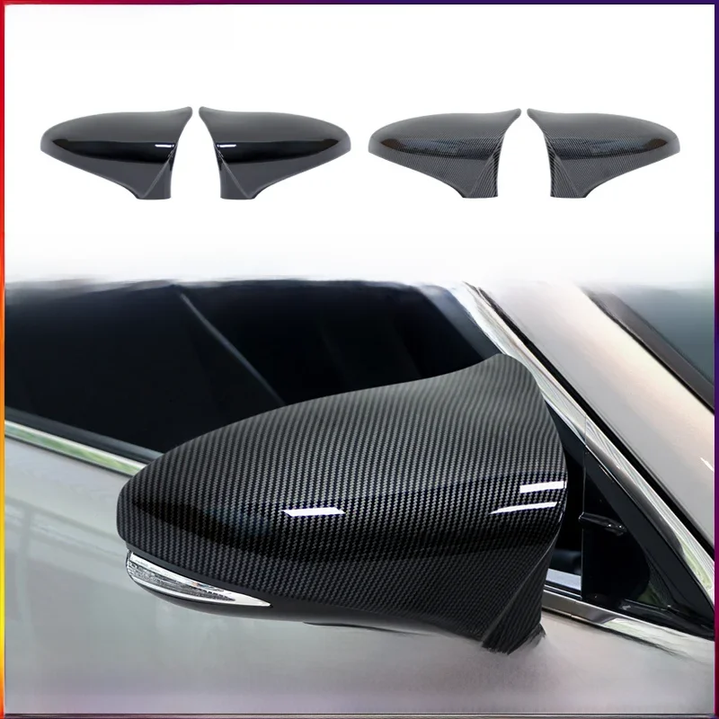 Para dla LEXUS IS200 300 350 ES GS RC M Horn Style Carbon Fiber Glossy Black Wing Rearview Mirror Cover Cap Case Trim — 2