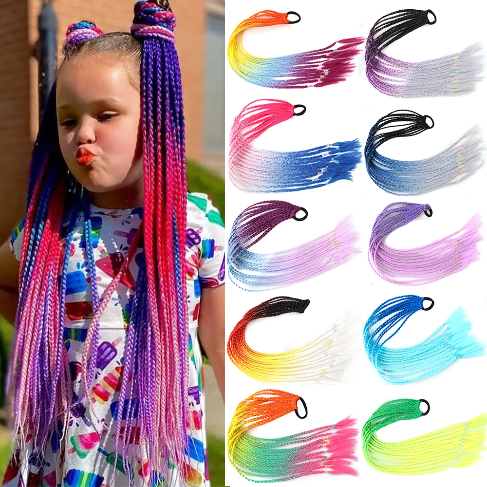 

Synthetic Hair Gradient Dirty Braided Ponytail Women Elastic Hair Band Rubber Band Hair Accessories Wig Headband 60cm