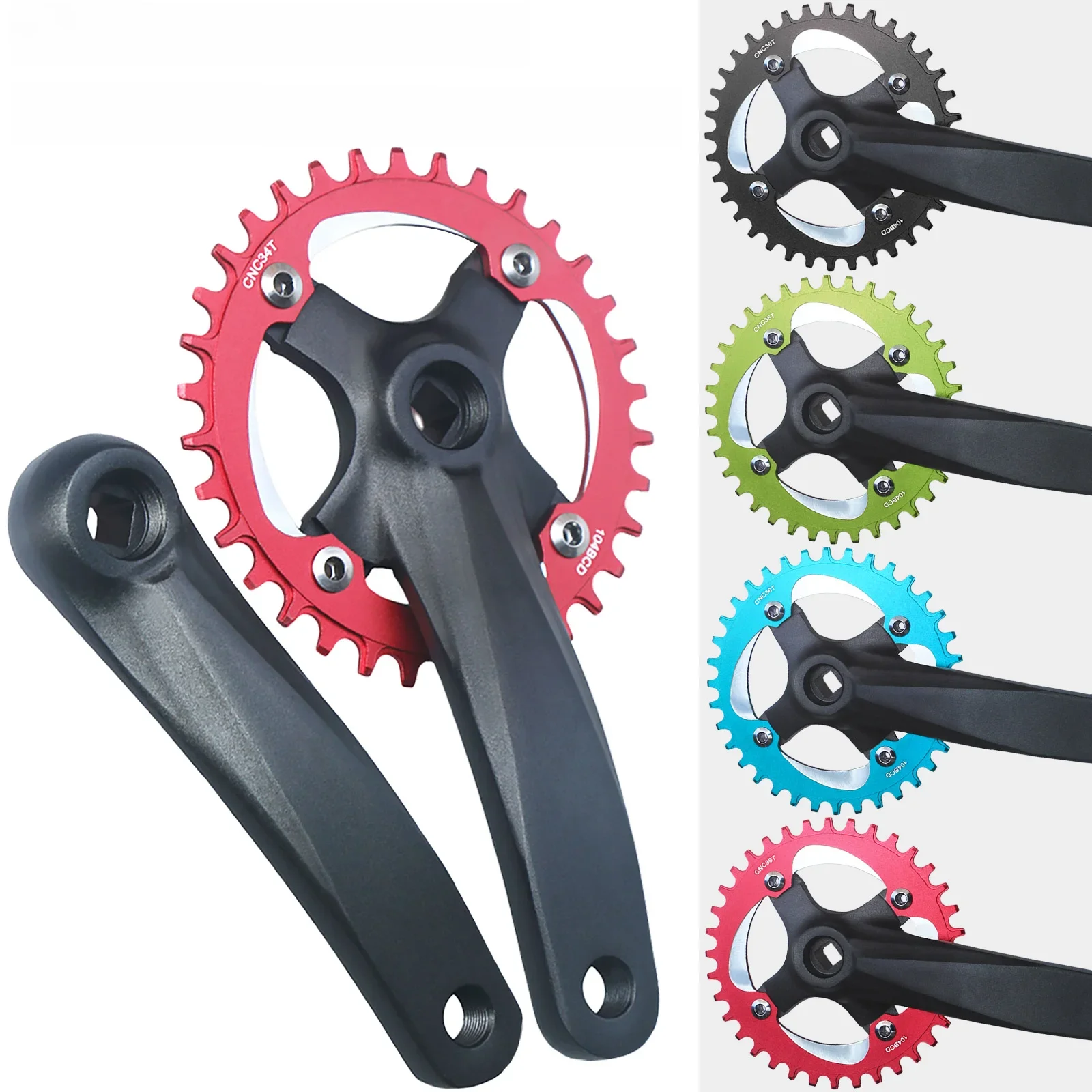 AliExpress GANOPPER Bicycle Square Hole Sprocket 104BCD 152mm/165mm/170mm Crank Arms 32/34/36/38/40/42T Narrow Wide