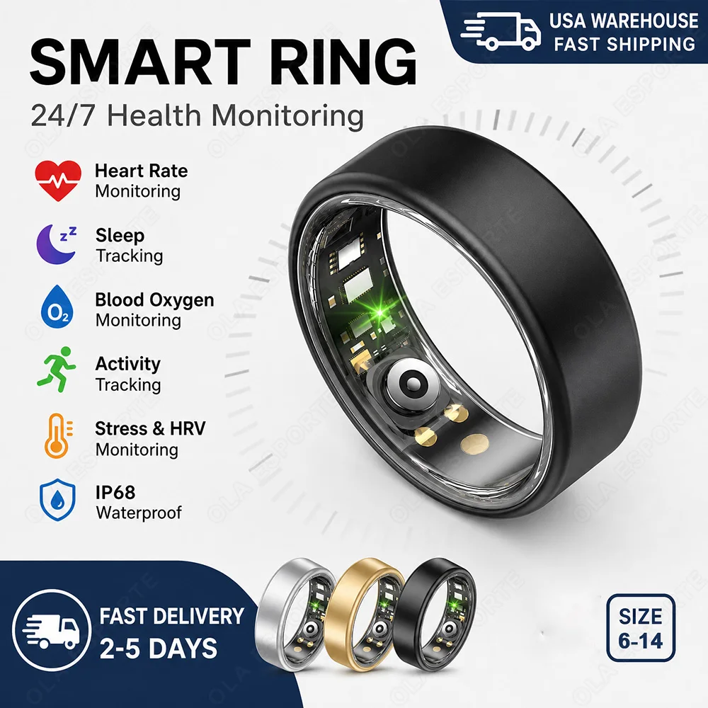 2026 Smart Ring  24‑7 Health Tracking Heart Rate Blood Oxygen Sleep Monitor IP68 Waterproof Smart Rings Men Women Fitness Step-Counting Ring Gift Ring