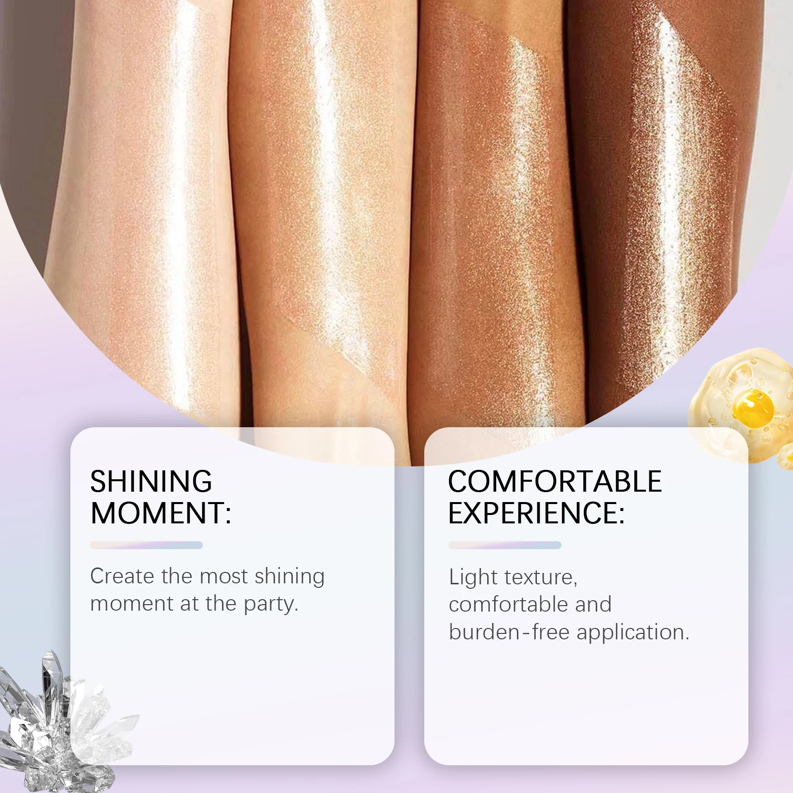 Eelhope Körper-Glitzeröl, natürlicher Gesichtsschimmer, glänzend, feuchtigkeitsspendend, wasserfest, dauerhafte Hautaufhellungsflüssigkeit für Sommerparty