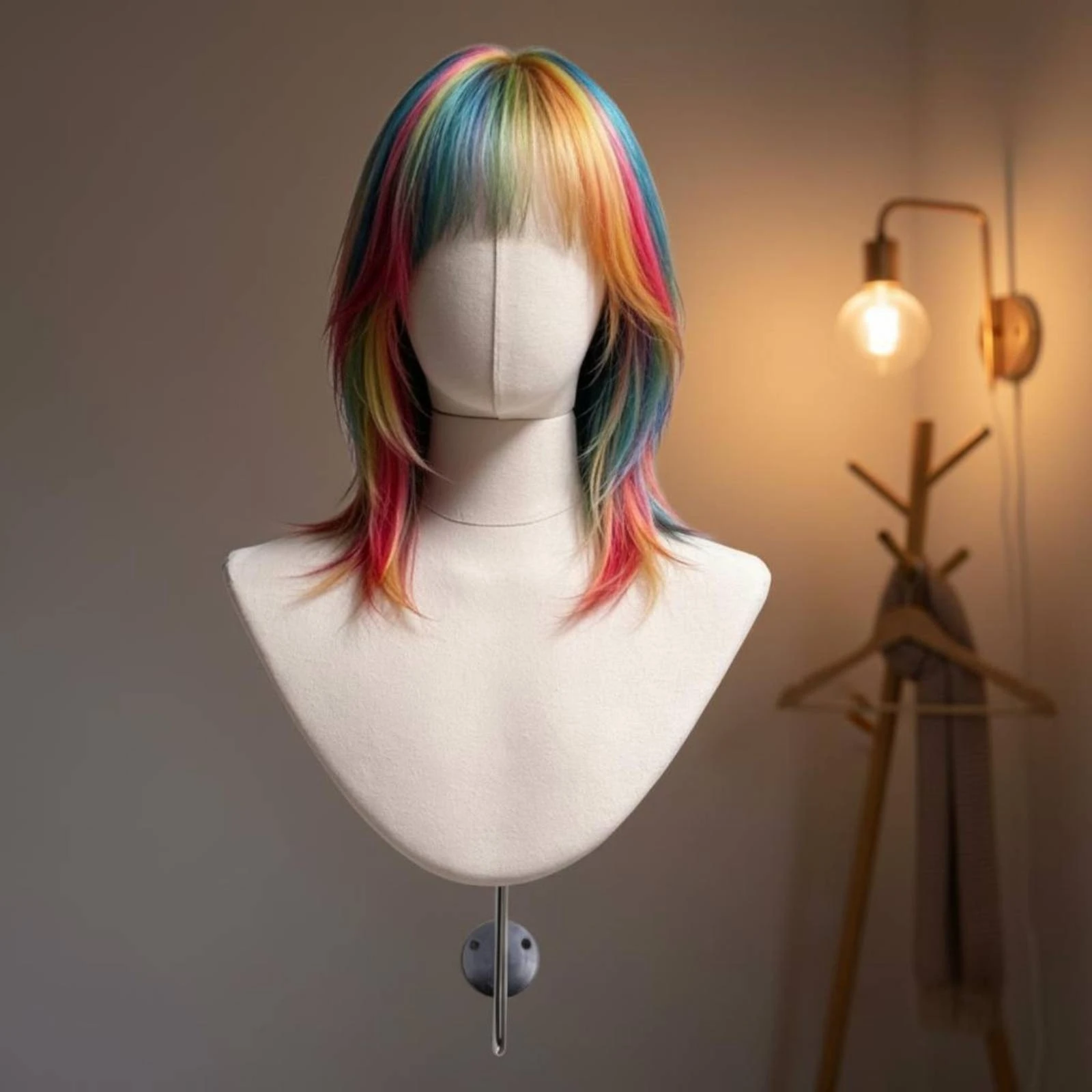 Mannequin Head Stand Wall-Mounted Bust Display Metal Hook Hanging Prop Wig Display for Headdress Chain Necklace Pendants Wigs
