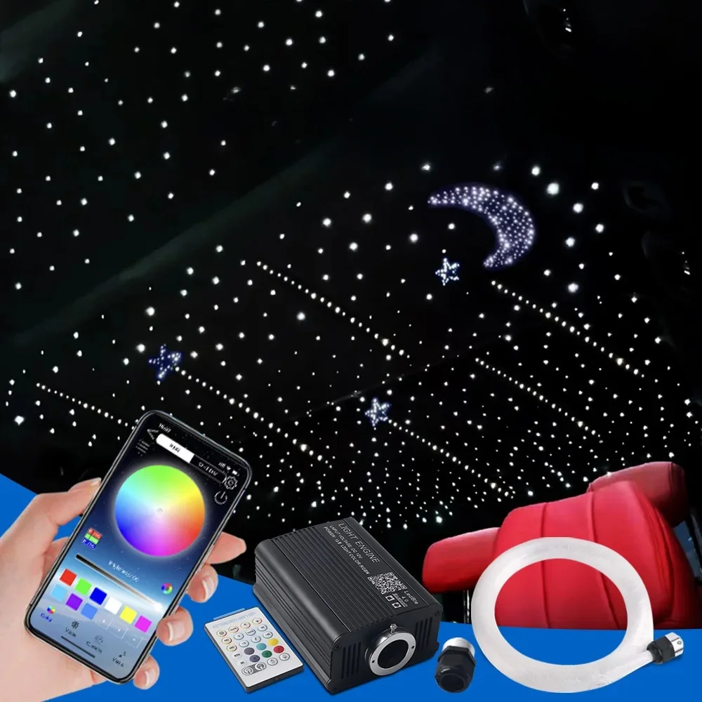 16W Car Roof Star Light Twinkle Fiber Optic Light Ceiling Star Lighting Kit RGBW APP Music Control Car Starry Sky Ceiling Lamp — zdjęcie 2