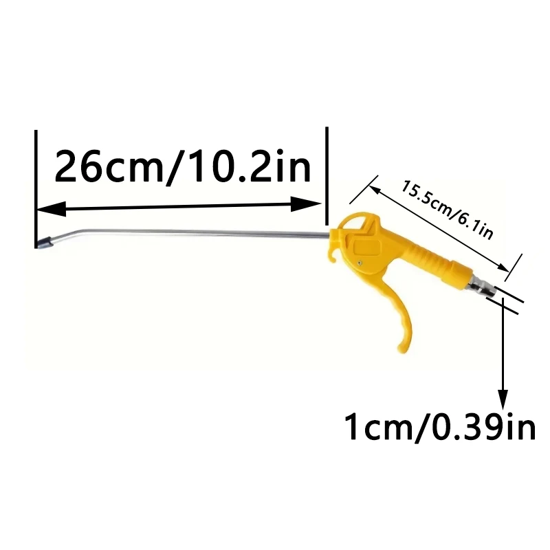 Luchtblaaspistool, luchtblaaspistool met hoog debiet voor compressor met schuin gebogen mondstuk, drie kleuren om uit te kiezen, korte stijl
