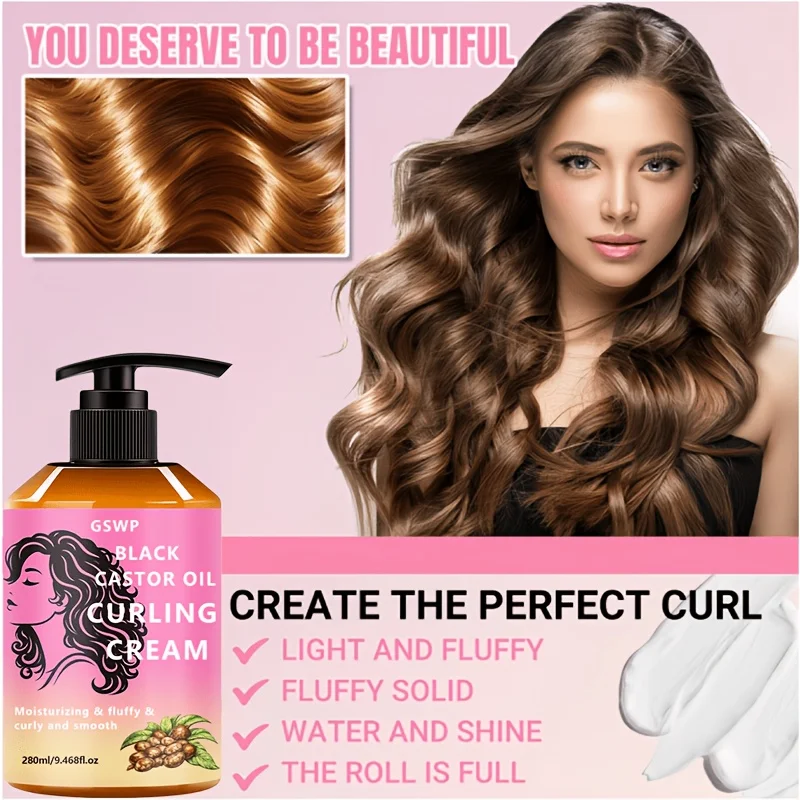 GSWP Black Castor Oil Curl Cream Deeply Moisturizes and Smooths Hair, Enhancing Both Shine and Volume.280ml
