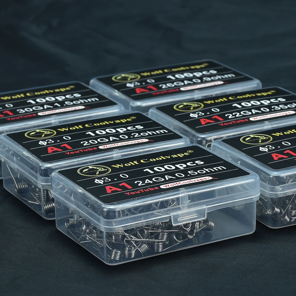 wolf coolvape 100pcs Prebuilt Coil Wire For DIY RDA RBA Tank Premade Vape Coil A1 Pre Coiled Resistance Heating Wire