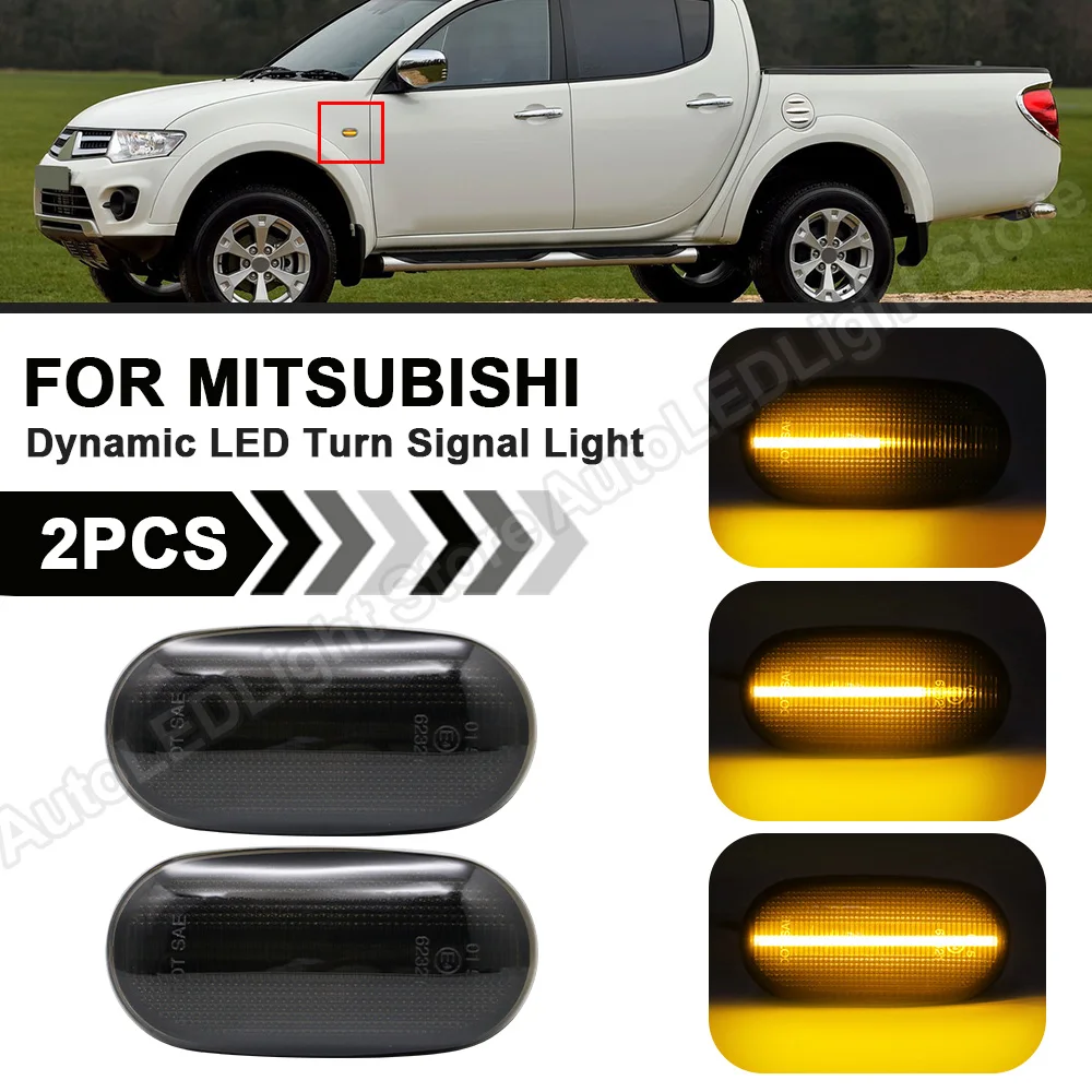 

2PCS Dynamic LED Side Marker Blinker Light For Mitsubishi Triton L200 Pajero Montero Sport Nativa Turn Signal Indicator Lamps