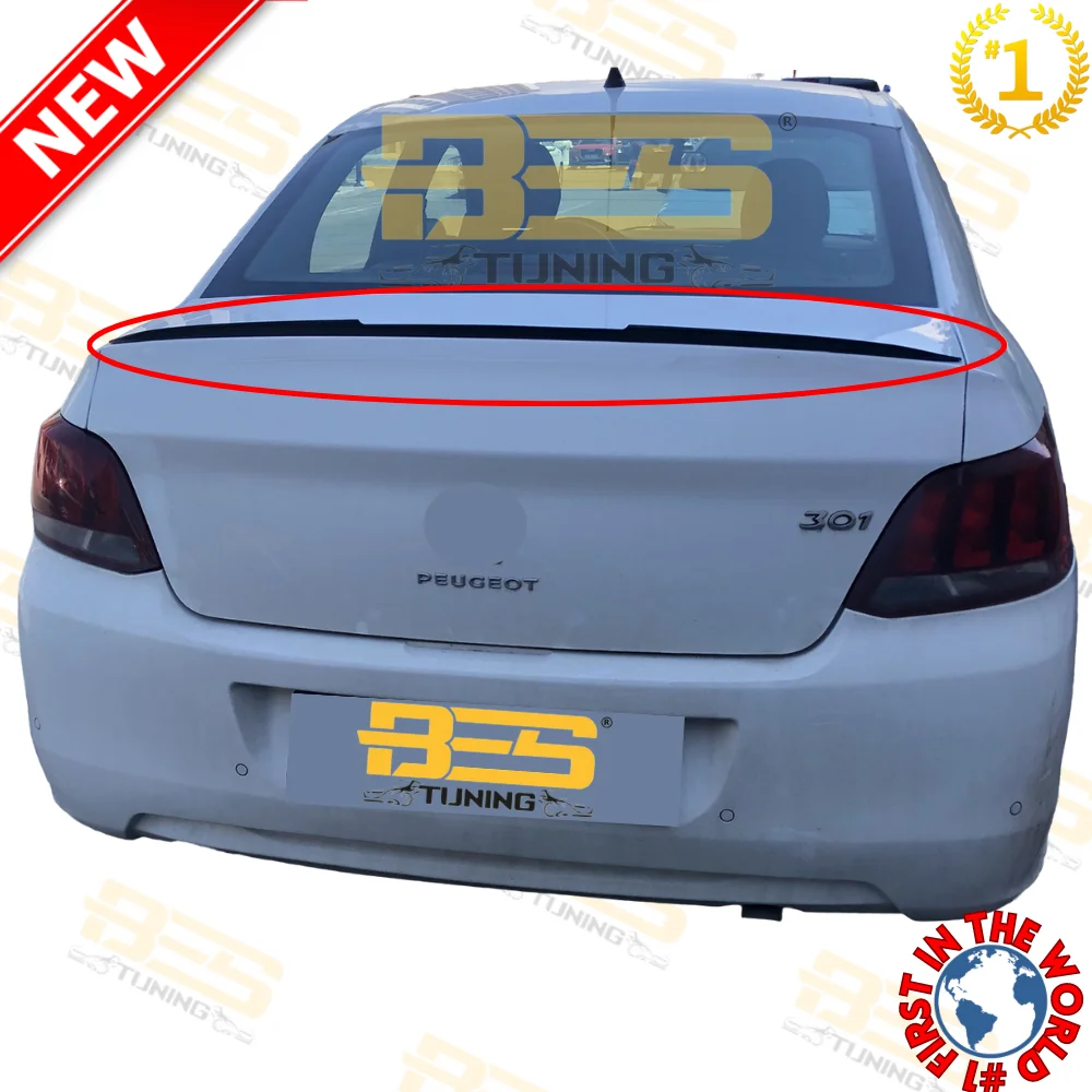 NEW Rear Trunk Bat Style Spoiler For Peugeot 301 Car Accessories Lip Plastic Glossy Black Wing SportExterior Tuning