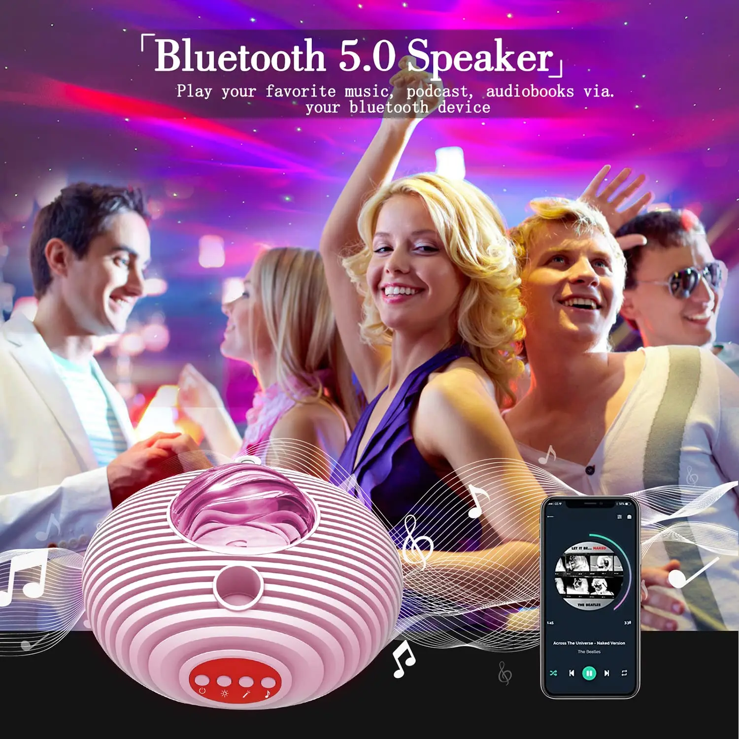 Galaxy Projector Northern Aurora Night Light With Bluetooth Speaker White Noise Timer for Bedroom Home Decor Party Home Theater