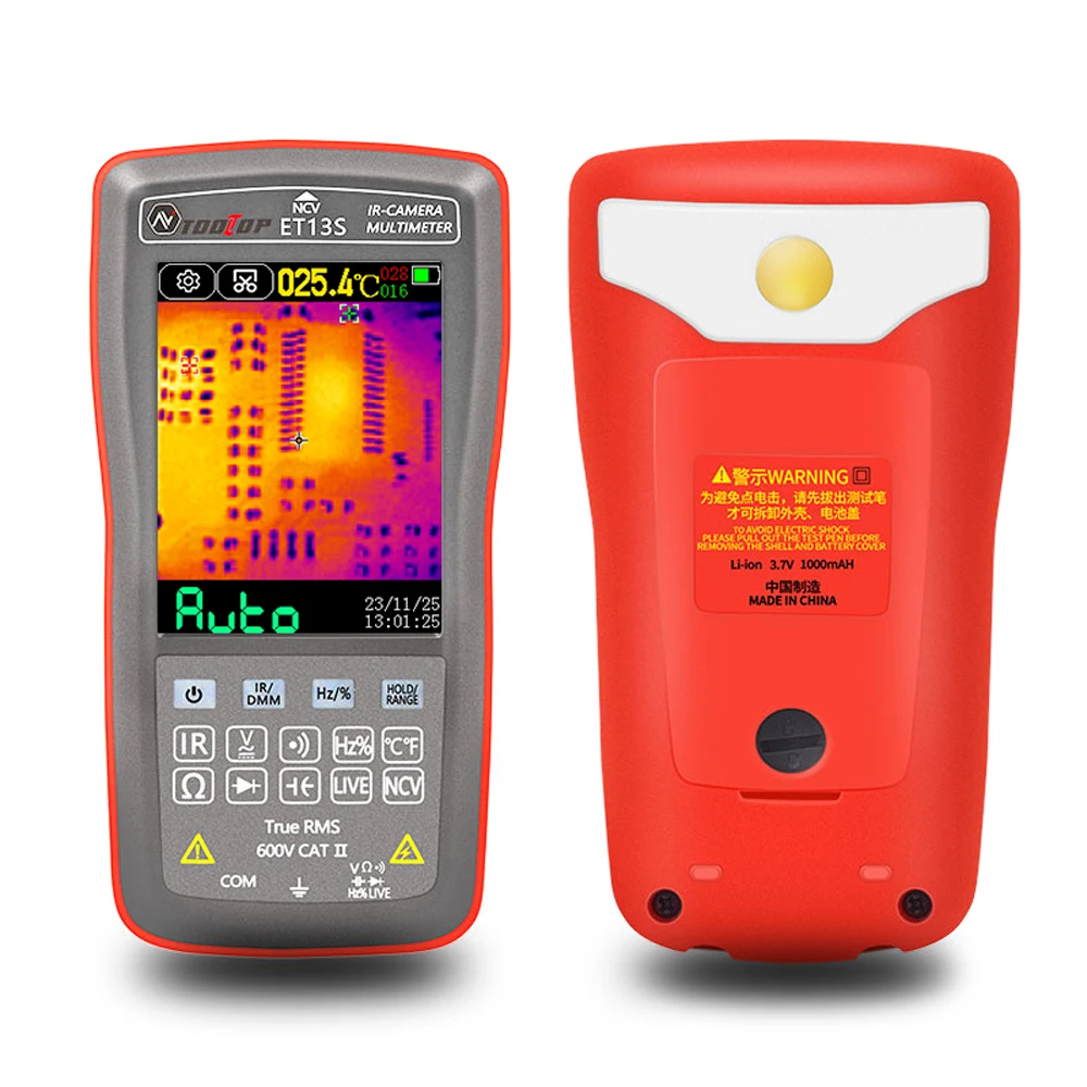 TOOLTOP ET13S 192*192 kamera termowizyjna multimetr 2 w 1 9999 zliczeń 2.8-calowa dotykowa kamera na podczerwień do wykrywania elektrycznego systemu