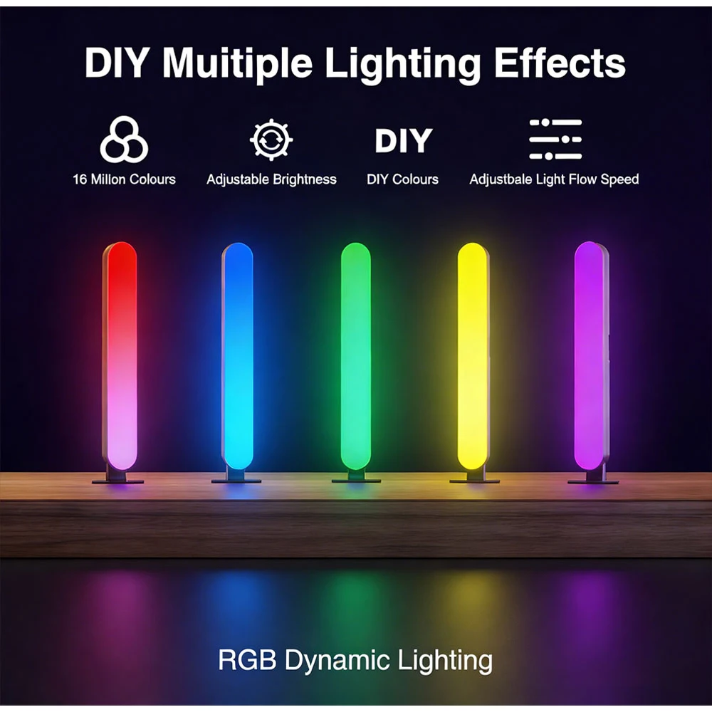 RGB Sound Activated Ambient Light Bar RGB LED Atmosphere Lamp Bluetooth APP Control USB 5V Gaming Desk TV Bedroom Decor Rhythm