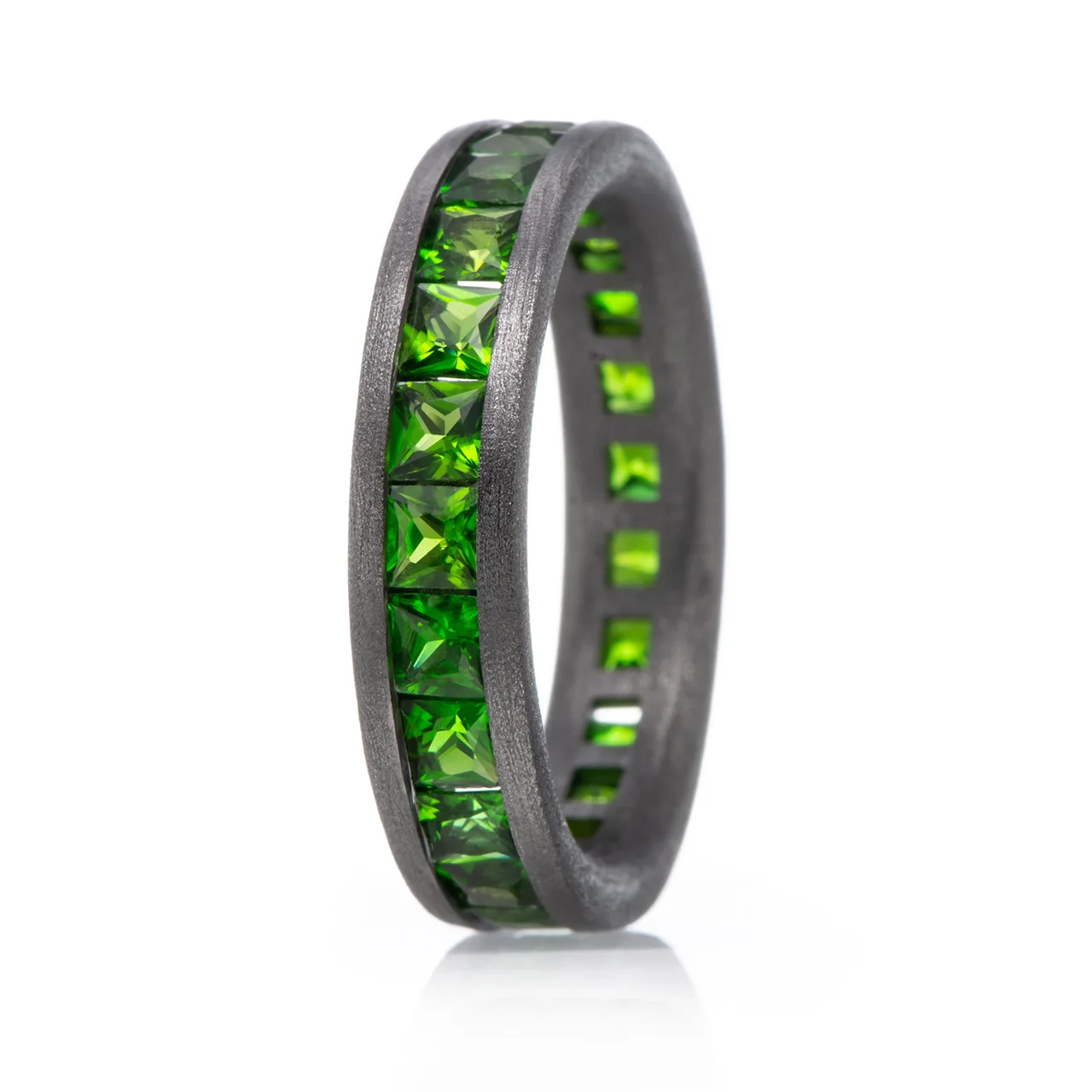 Chrome diopside Black-Rhodium Over Sterling Silver Ring