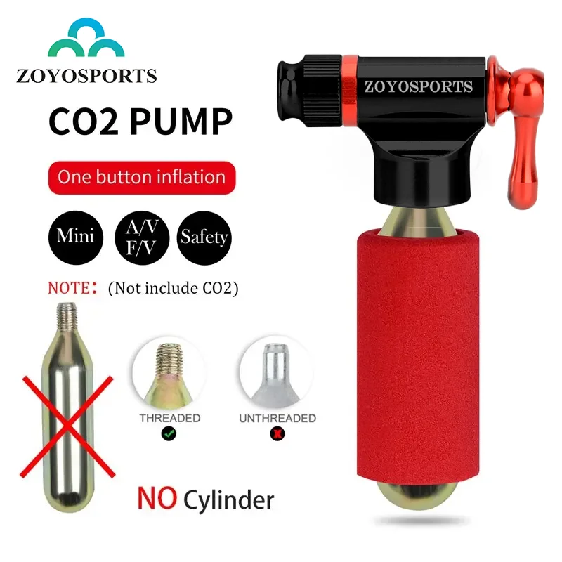 ZOYOSPORTS Mini Inflator CO2 Przenośna pompka do opon rowerowych do rowerów szosowych i górskich - bez wkładów CO2 w zestawie