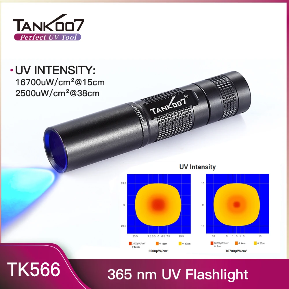 

TANK007 TK566 NDT UV Light 365nm LED Flashlight EDC Portable Jewelry Jade Antique Appraisal GEL Curing Lamps Touch AA Battery