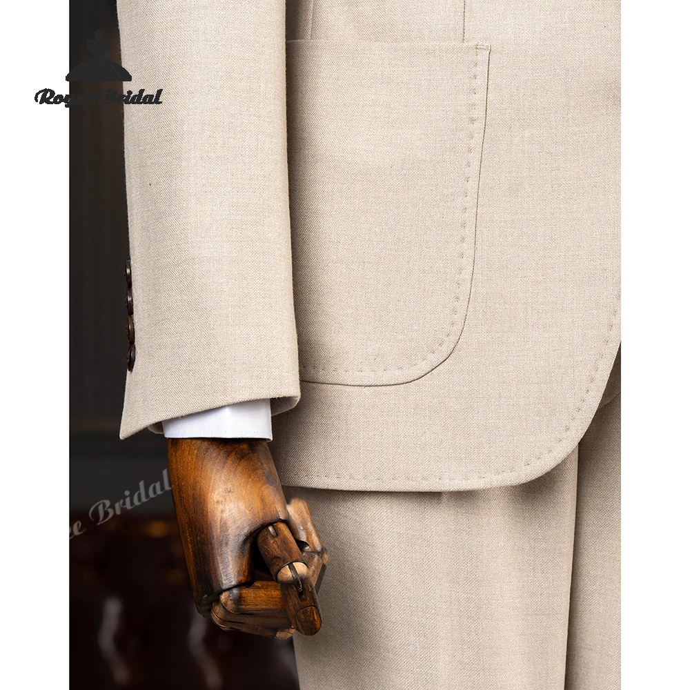 Khaki Two Piece Single Breasted Men's Wedding Suit 2026 Notch Lapel Business Evening Suit Customized trajes para hombre