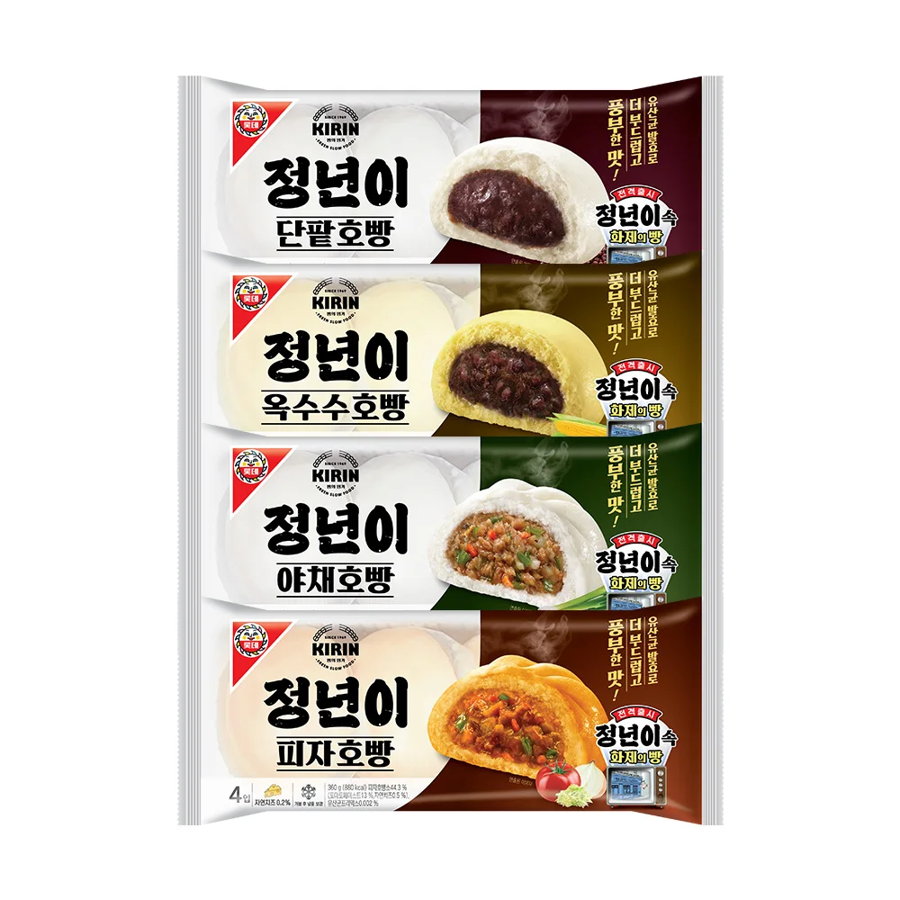 Lotte Well Food regular sweet red bean bun (4 mouth) 372g x 1 vegetable bread (4 mouth) 360g x 1 piece + pizza bun (4 mouth) 360g x 1 piece + corn bun (4 mouth) 372g x 1 piece