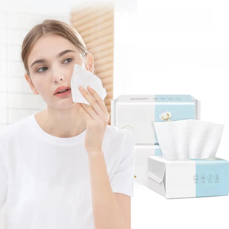 100 pièces naturel jetable visage serviette voyage nettoyage du visage humide et sec démaquillant perle coton doux maquillage non tissé serviette