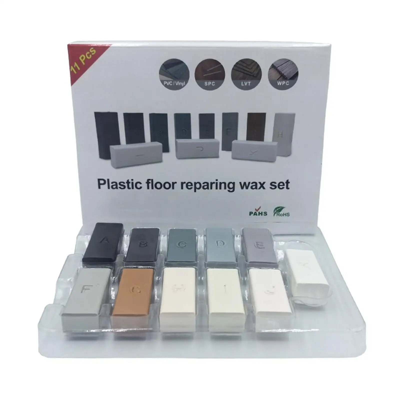 

11Pcs Floor Repair Wax Set Wood Furniture Repair Kit DIY Manual Floor Furniture Repair Strong Adhesion for Table Bookcase Stairs