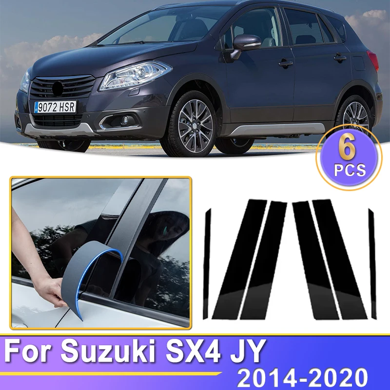 Middle column sticker For Suzuki SX4 S-Cross Crossover SX4 S-Cross JY 2014~2021 Window Door Column B C Pillar Post Cover Trim