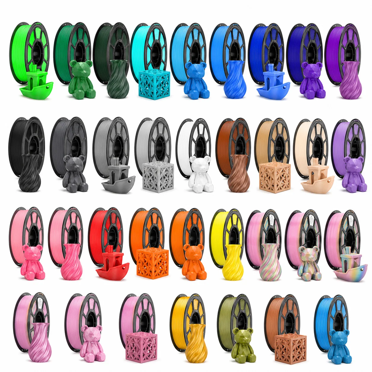 Paquete de 36 filamentos para impresora 3D PLA/PETG de 1.75 mm, precisión dimensional de ±0.02 mm, baja deformación y sin obstrucciones, compatible con la mayoría de las impresoras 3D FDM