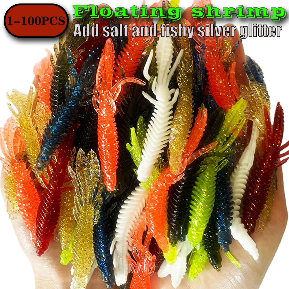 1-100PCS Soft Baits Silicone Lures for Fishing Supplies New Artificial Bait Kit Wobbler Fake Fish Baits Goods Fihing Sports