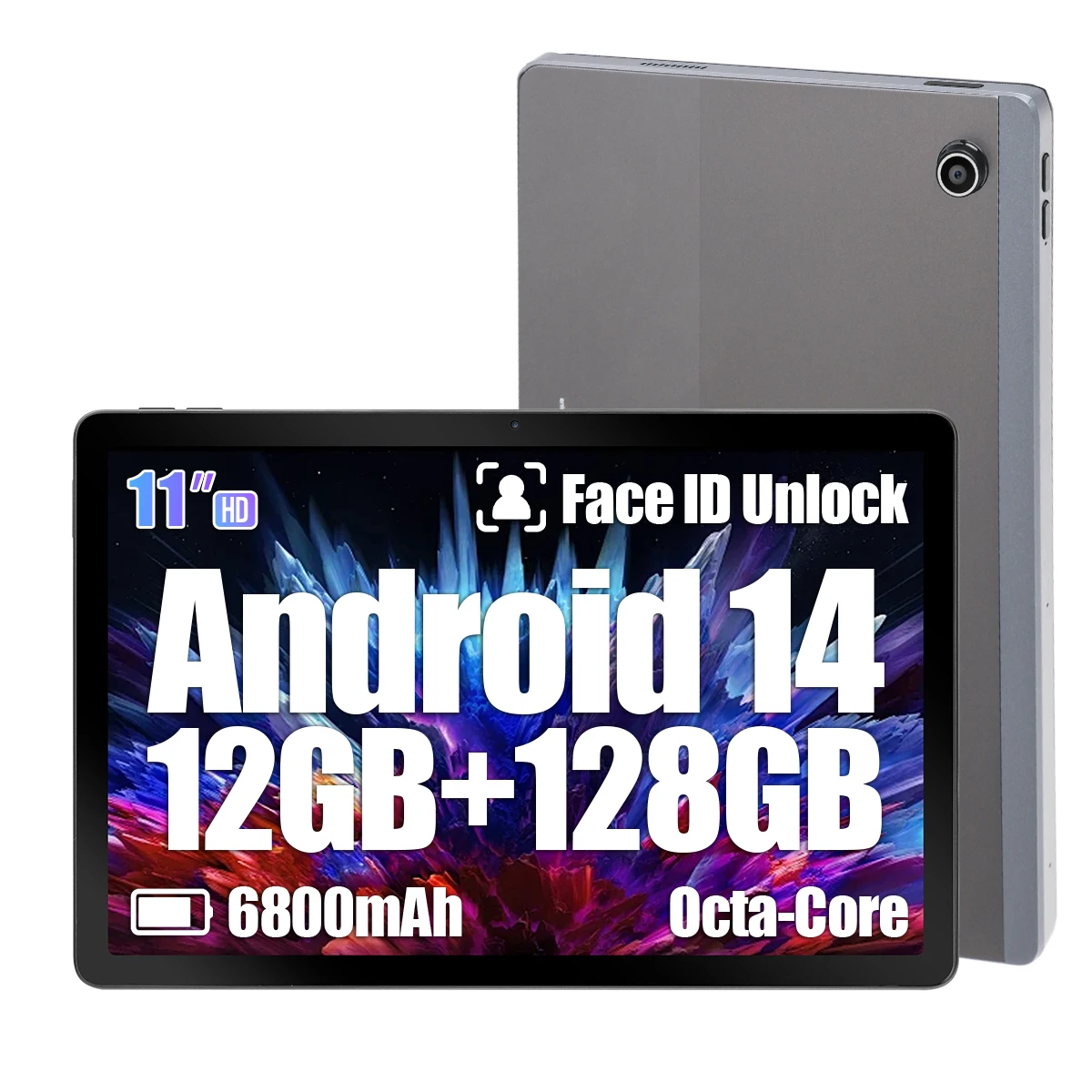 C9 + tableta Android14 de 11 pulgadas procesador octa-core 12GB RAM + 128GB ROM ampliar 1TB TF 5MP + 13MP pantalla HD batería de 6800mAh