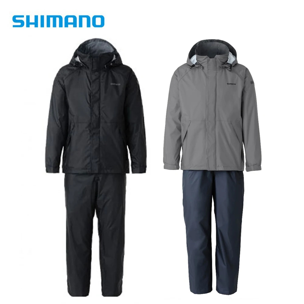 Yunsung genuine SHMano fishing wear rain wear RA-027Q top and lower suit pure black, charcoal