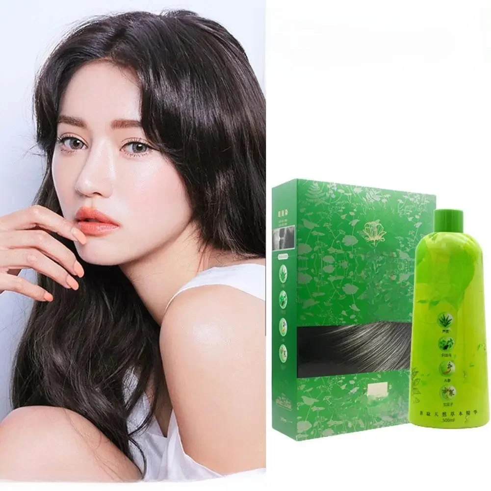 Shampooing sans bord 3 en 1, colorant pour cheveux noirs, coloration, nourrit, longue durée pour hommes et femmes, colorant pour cheveux gris à bulles, 500ml