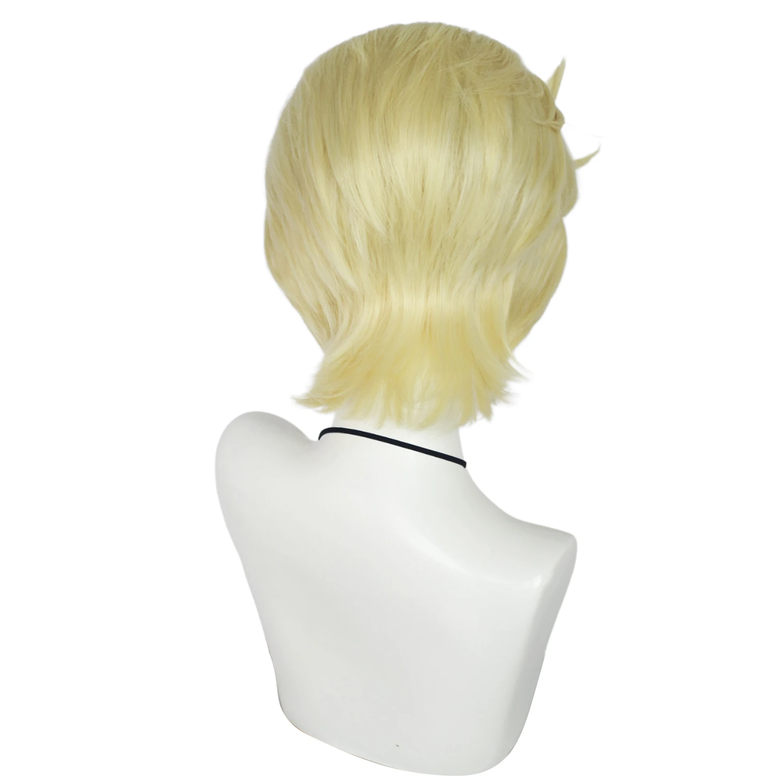 Synthetic 12 Inch Short Straight Blonde Anime Hazbin Hotel Lucifer Morningstar Cosplay Wig Daily Party Halloween