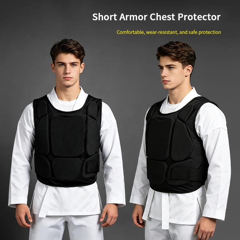 Karate Chest Guard for Adults Youth Elastic Strap Karate Chest Protector Adjustable Fit Taekwondo Muay Kickboxing Body Protector