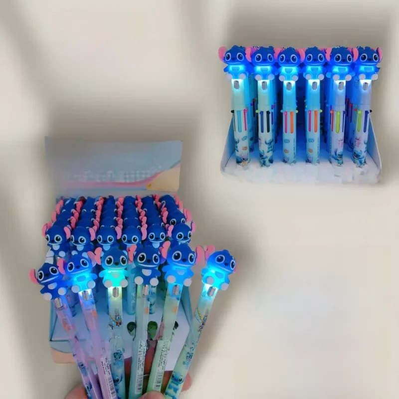 6-farbiger, niedlicher Stich, leuchtender Stift, Cartoon-Mehrfarben-Kugelschreiber mit hellen