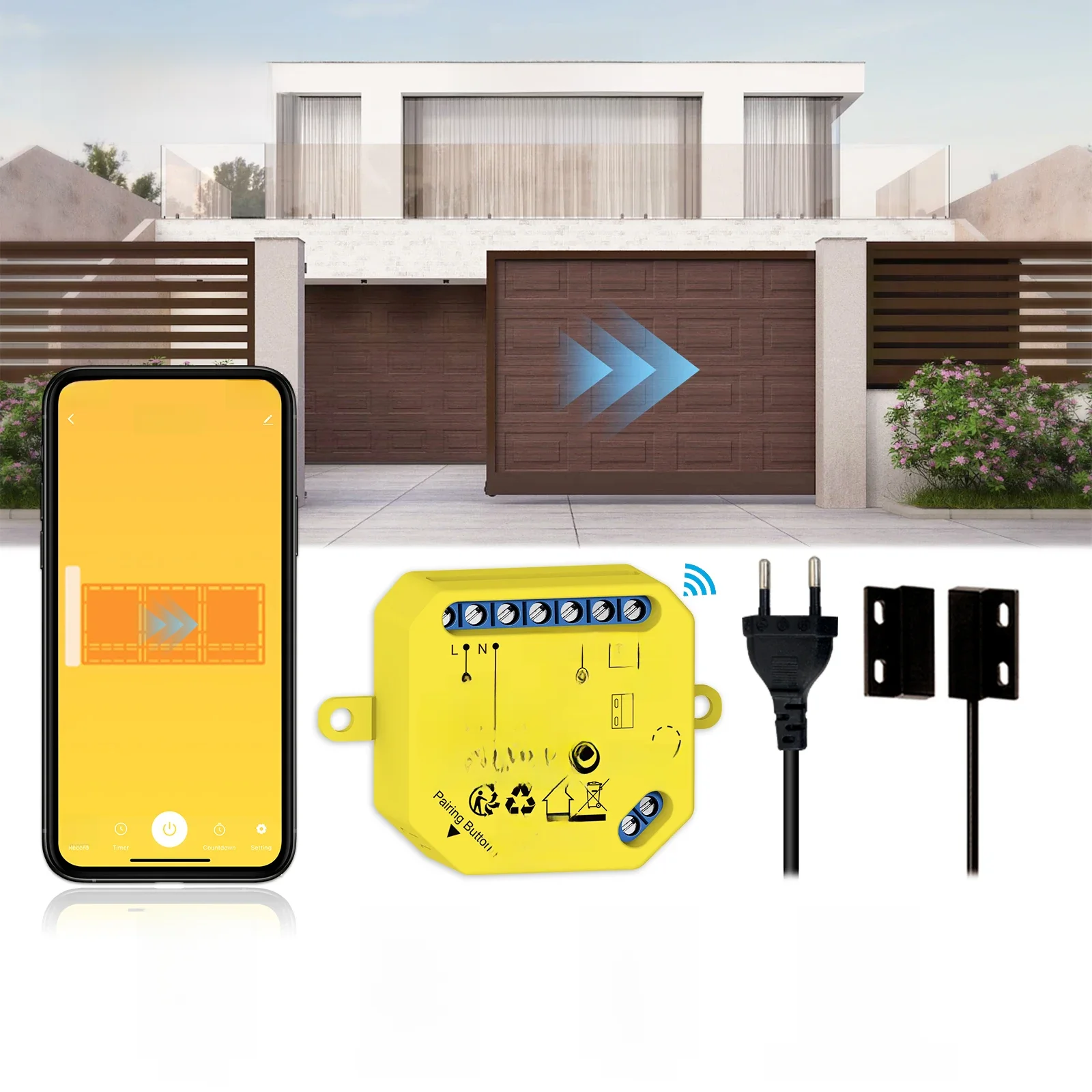 QCSMART WiFi Tuya kontroler otwierania bramy przesuwnej czujnik przewodowy inteligentna aplikacja Life pilot praca z Alexa asystent Google — zdjęcie produktu 7