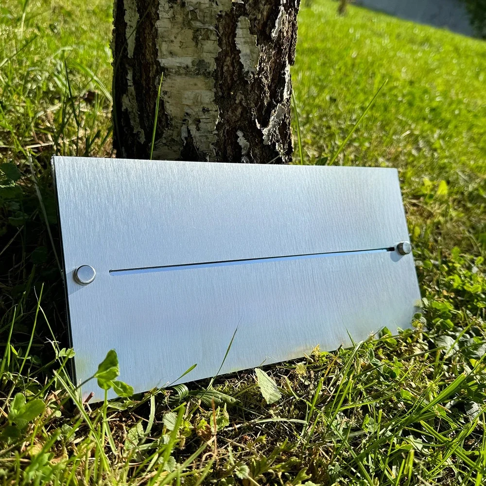 Duży rozmiar Luksusowy niestandardowy metalowy aluminiowy szary złoty lustro Numer domu Tablica znamionowa Zewnętrzna nazwa adresu Tablica na drzwiach — zdjęcie 2