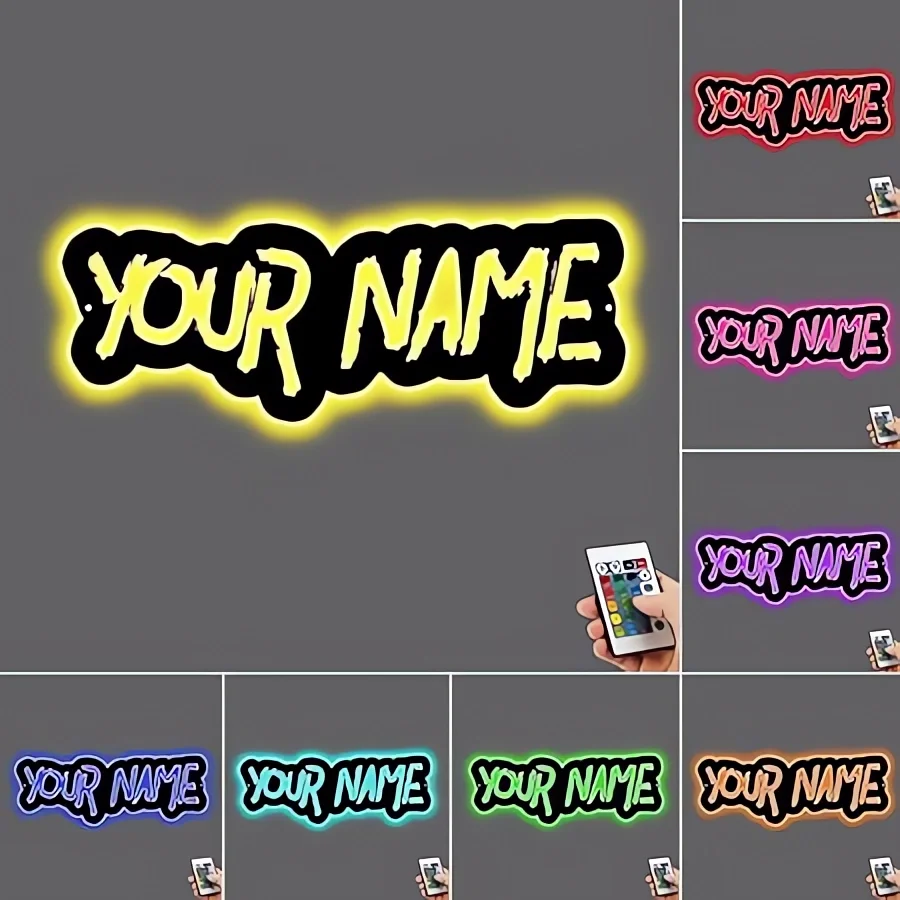 Personalized Custom Name Neon Sign Custom Text Number LED   Game Tag ID LED Sign for Wall Decor 16 Color Change Remote Control