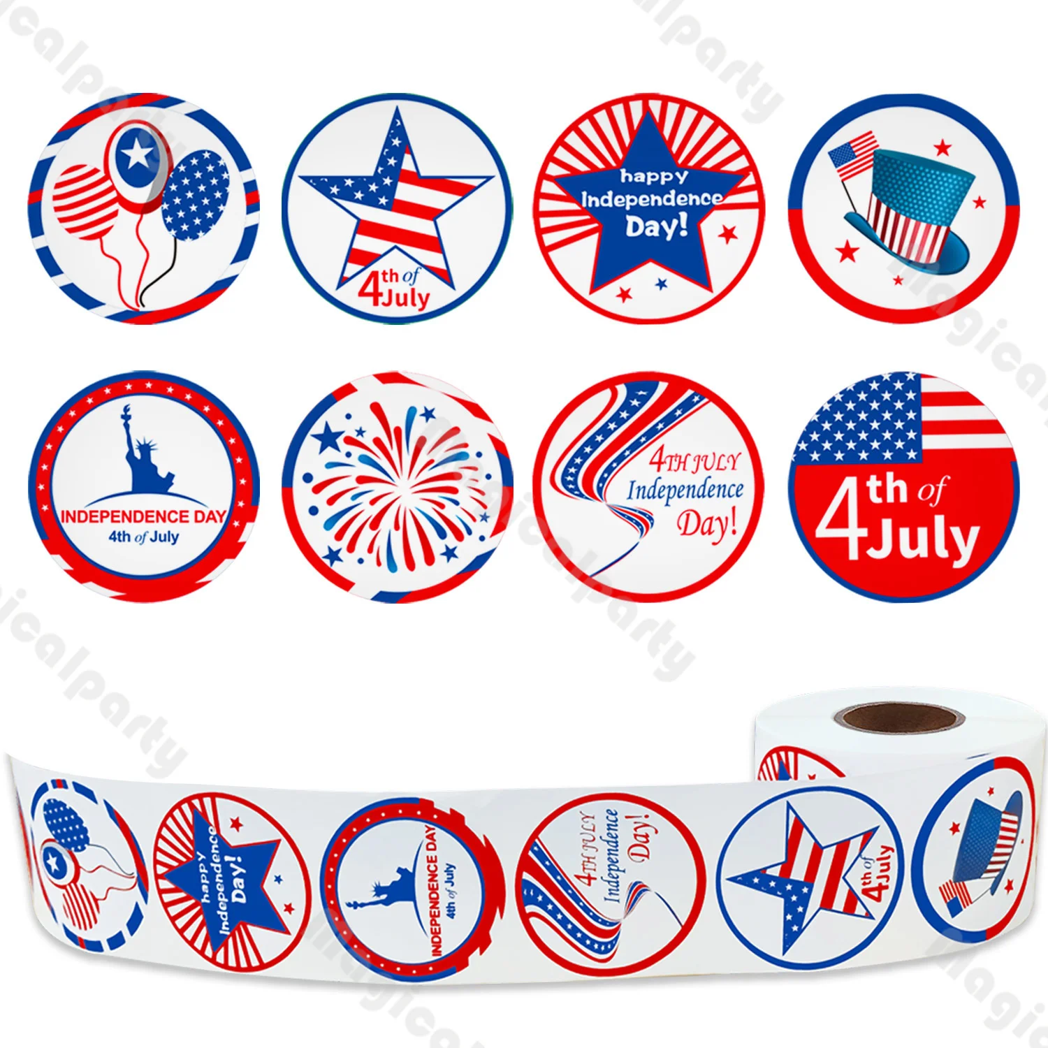 

500 Stickers Independence Day Stickers Decorative Gift Boxes Stickers Labels Red and Blue Decorative Stickers