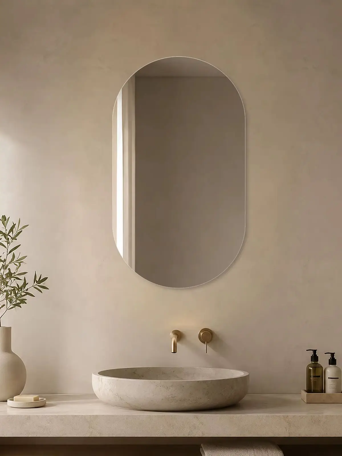 Badezimmerspiegel, 50 x 80 cm,beschlagfrei, minimalistischer Stil